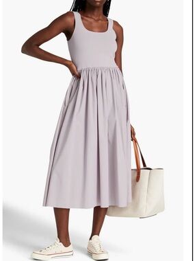 Theory Knit paneled stretch Cotton Poplin Volume Midi Dress. Prom, Wedding